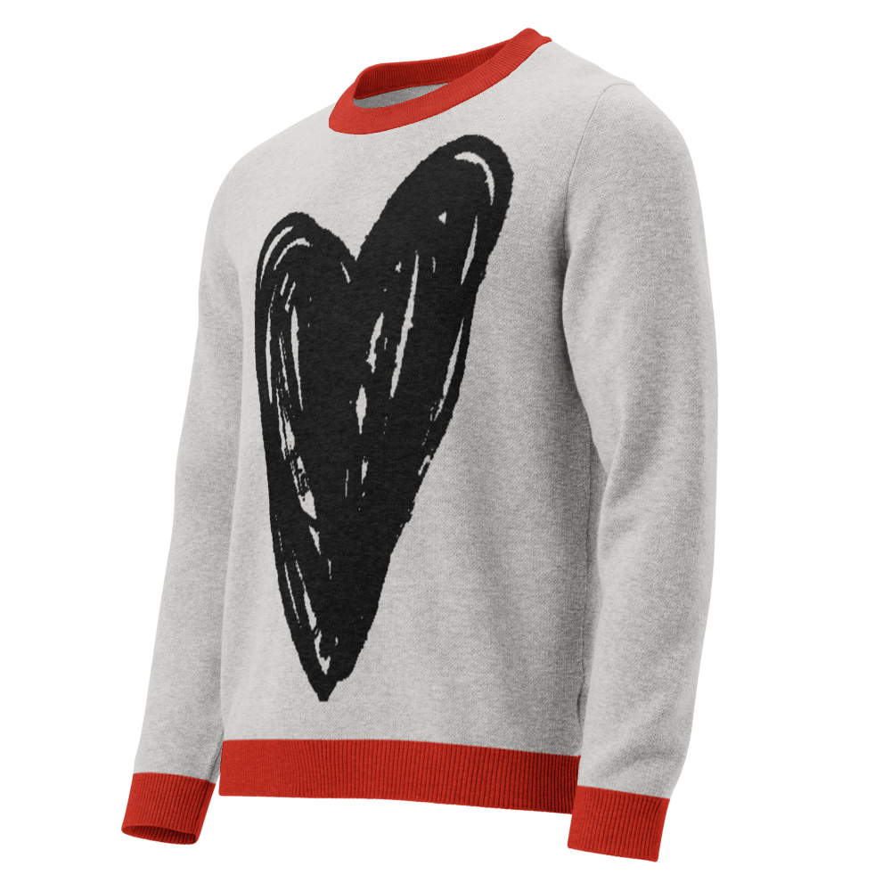 Big Heart - Knitted crew neck sweater apparel