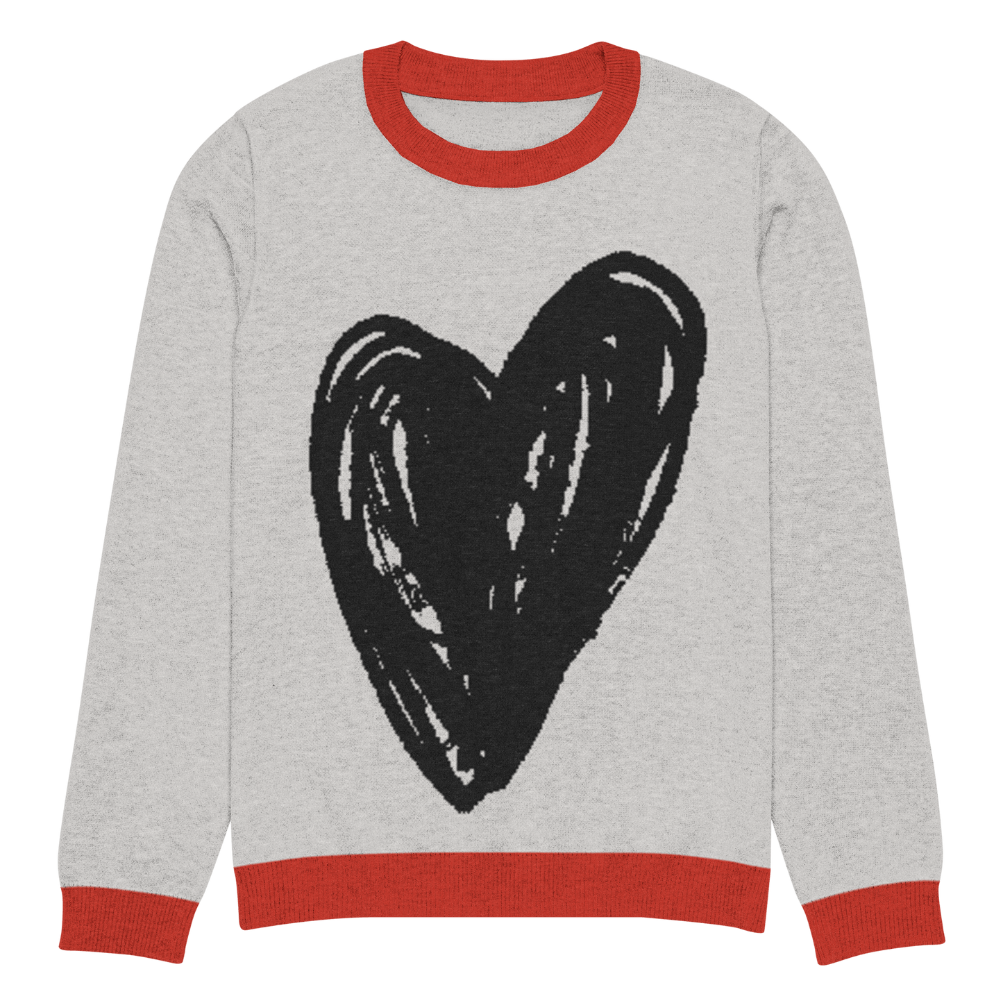 Big Heart - Knitted crew neck sweater (Black Edition) apparel 2XS