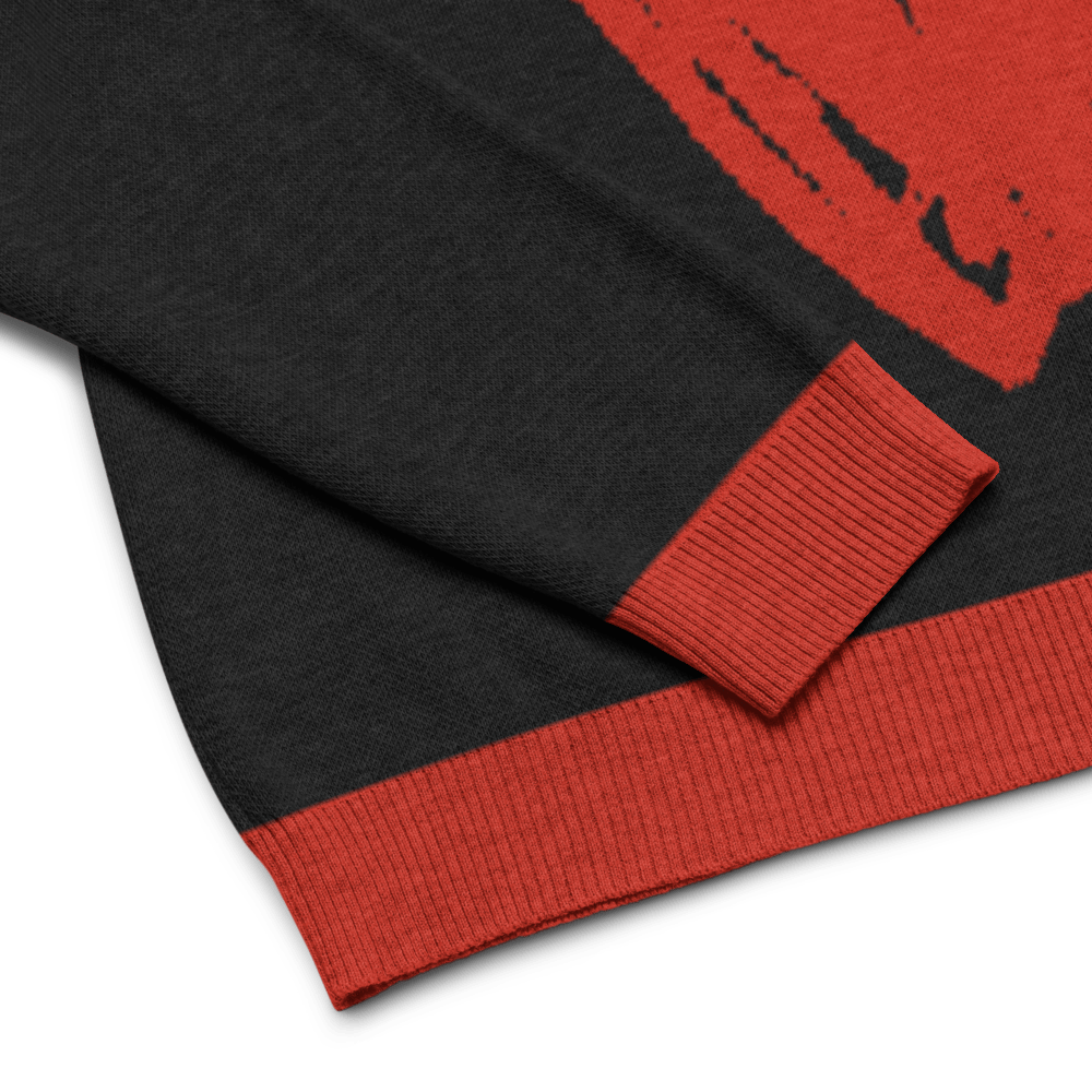 Big Heart - Knitted crew neck sweater (Black & Red Edition) apparel