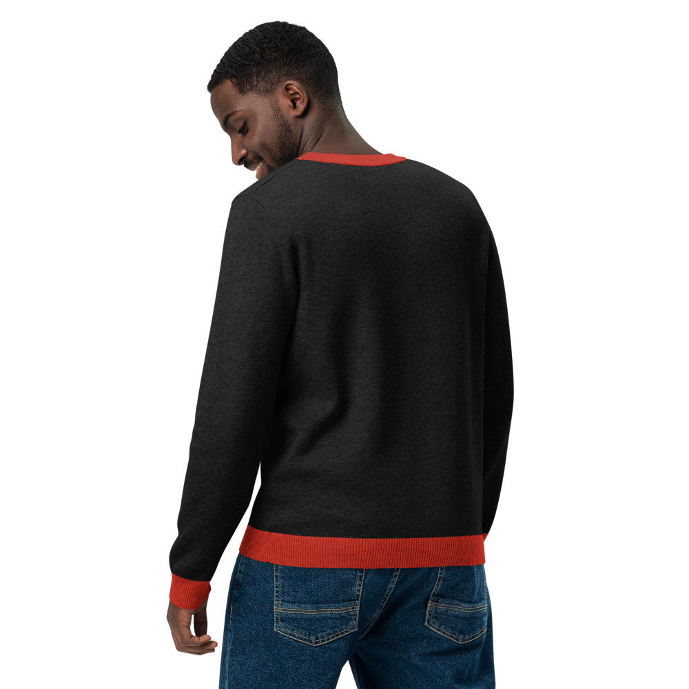 Big Heart - Knitted crew neck sweater (Black & Red Edition) apparel