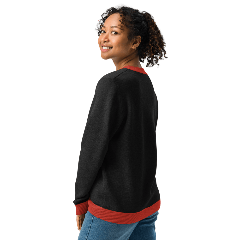 Big Heart - Knitted crew neck sweater (Black & Red Edition) apparel