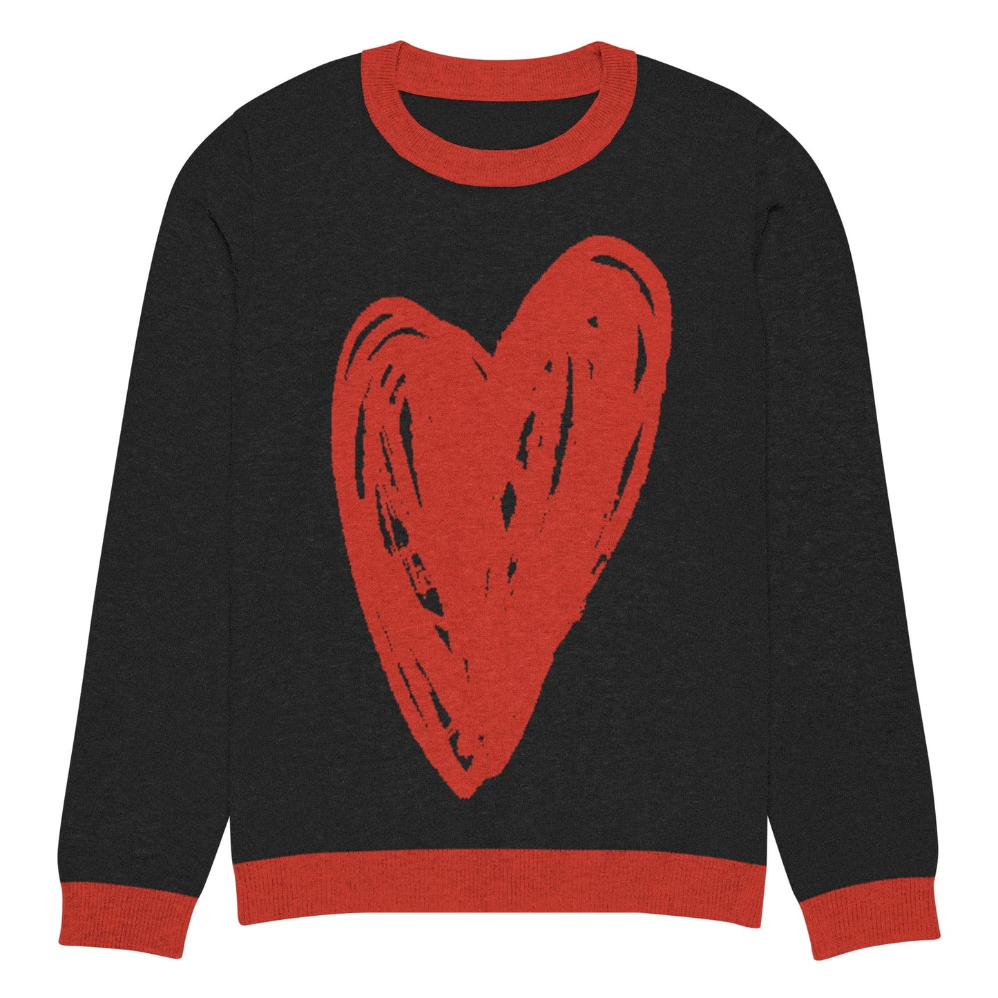 Big Heart - Knitted crew neck sweater (Black & Red Edition) apparel 2XL