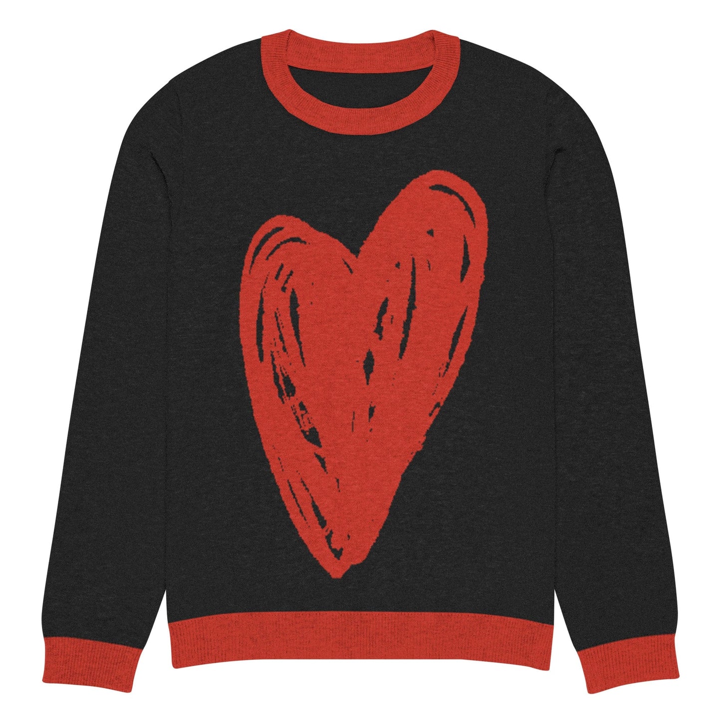 Big Heart - Knitted crew neck sweater (Black & Red Edition) apparel XL