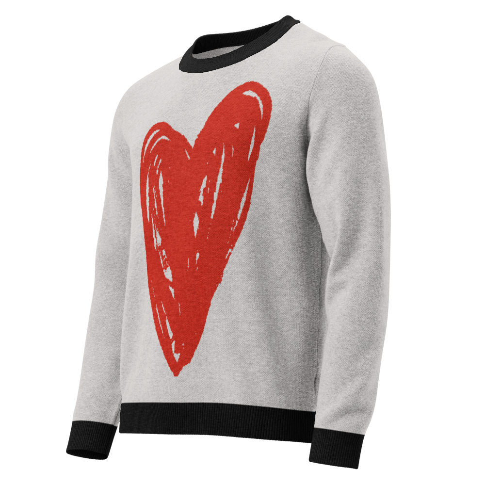 Big Heart - Knitted crew neck sweater (Red Edition) apparel