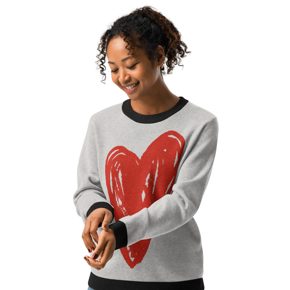 Big Heart - Knitted crew neck sweater (Red Edition) apparel