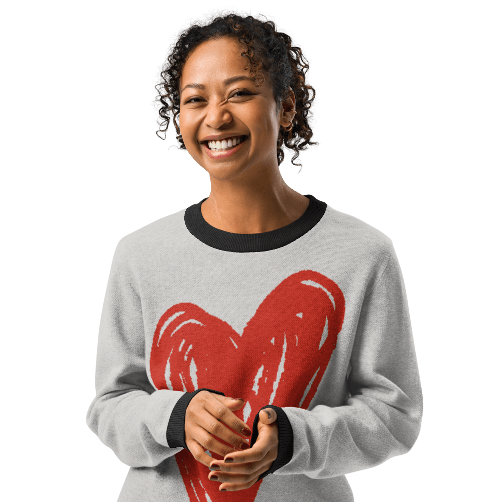 Big Heart - Knitted crew neck sweater (Red Edition) apparel