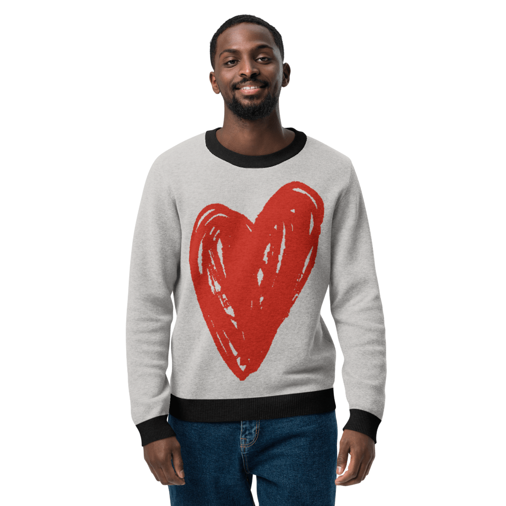 Big Heart - Knitted crew neck sweater (Red Edition) apparel