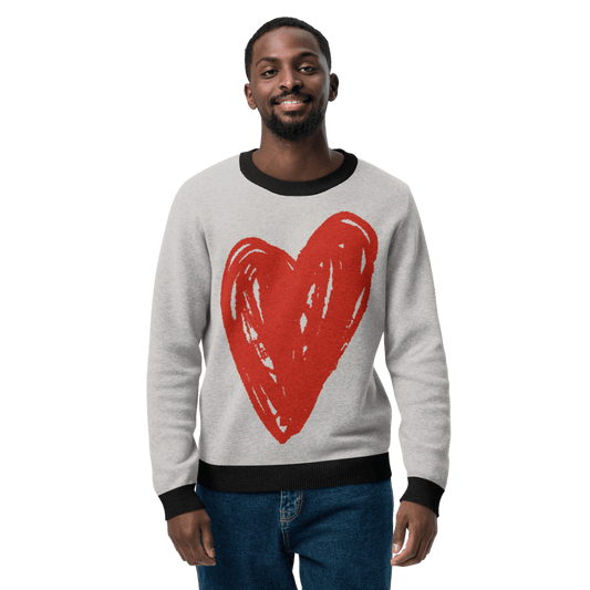 Big Heart - Knitted crew neck sweater (Red Edition) apparel