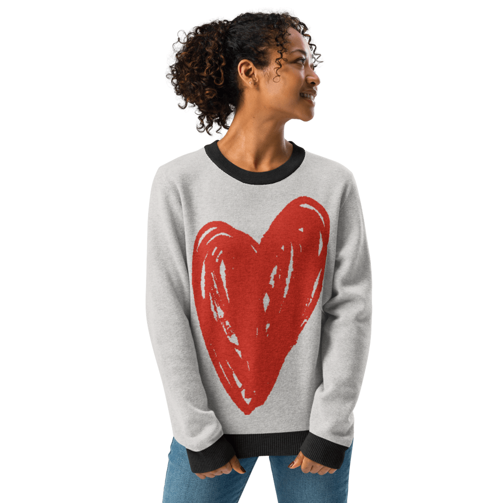 Big Heart - Knitted crew neck sweater (Red Edition) apparel