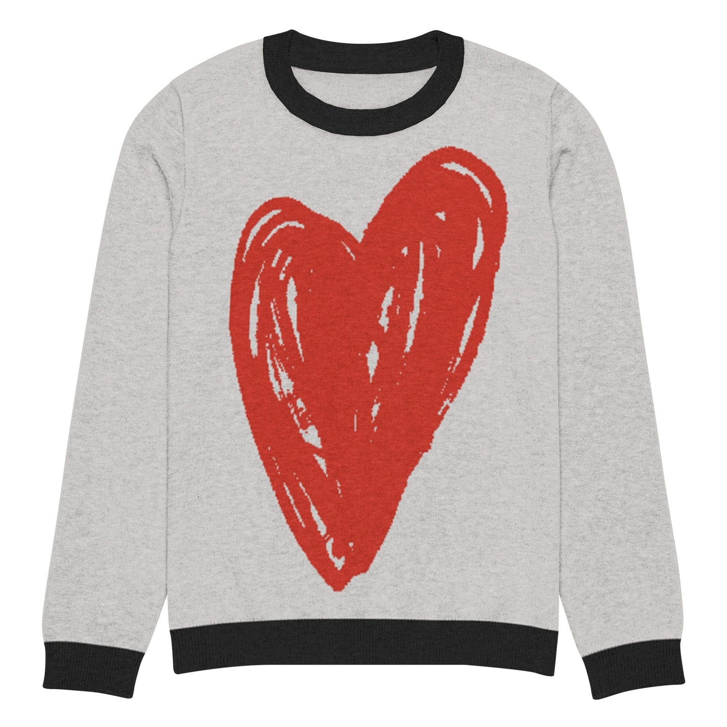 Big Heart - Knitted crew neck sweater (Red Edition) apparel 2XS