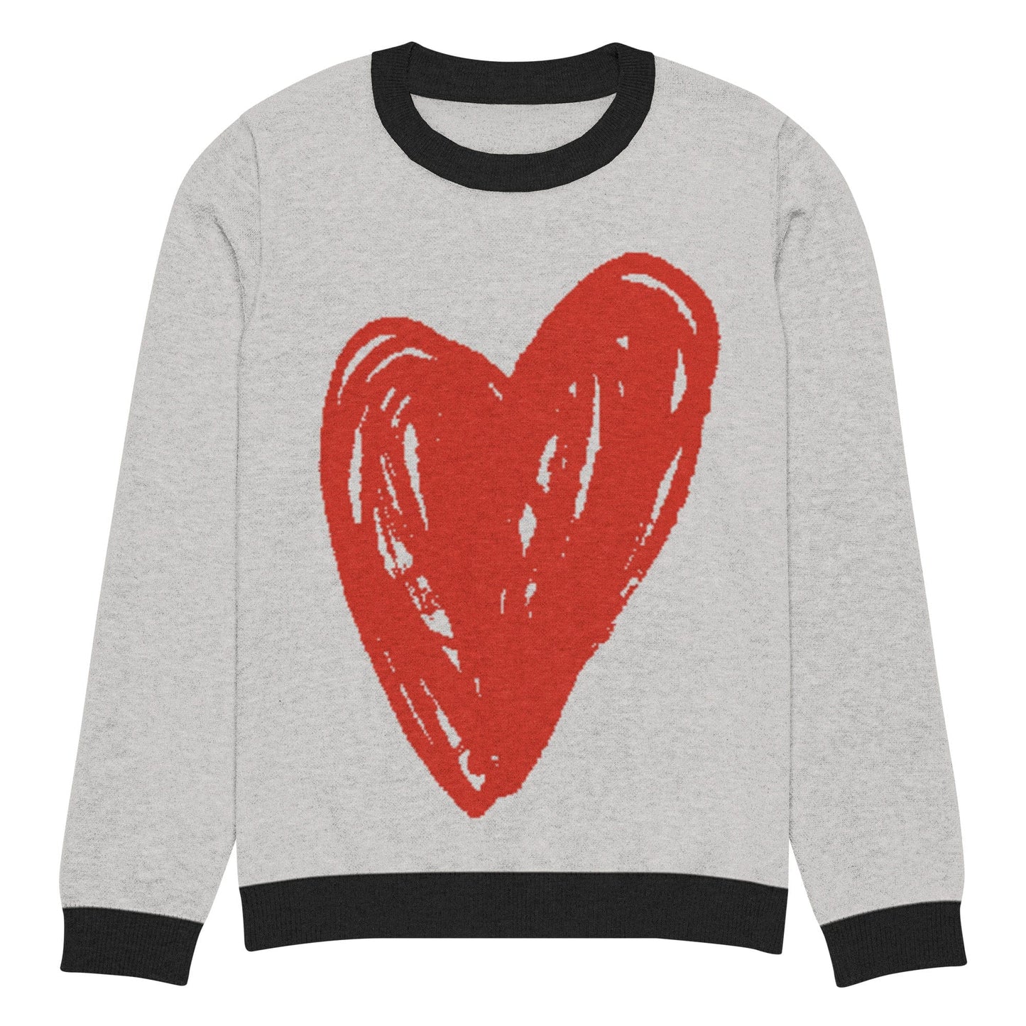 Big Heart - Knitted crew neck sweater (Red Edition) apparel 3XS