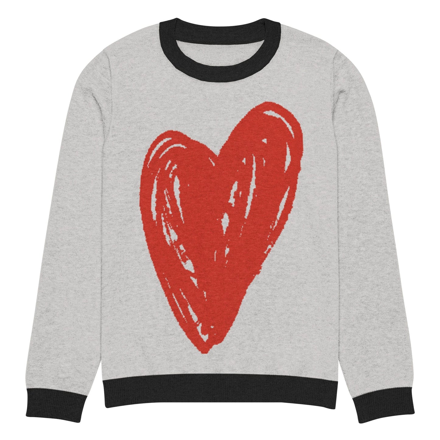 Big Heart - Knitted crew neck sweater (Red Edition) apparel S