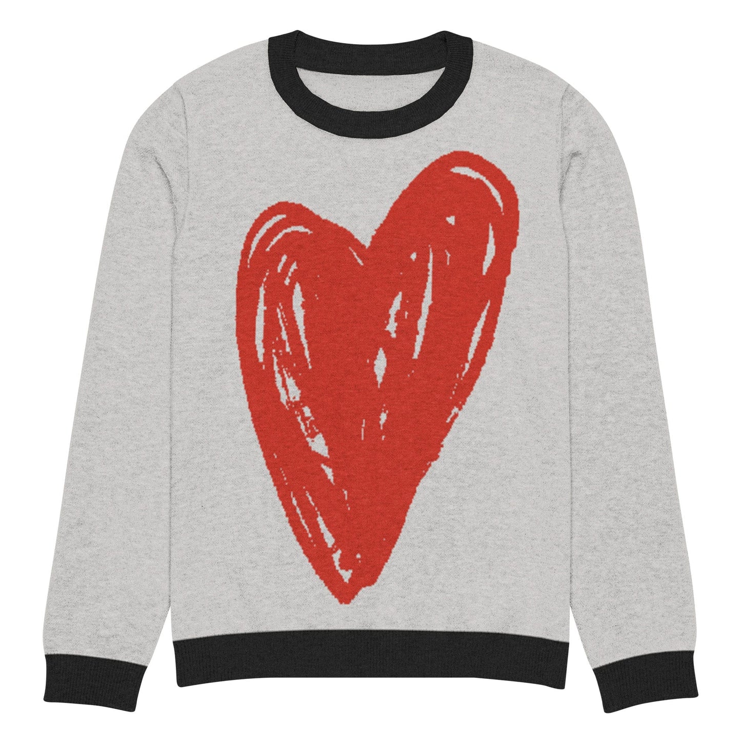 Big Heart - Knitted crew neck sweater (Red Edition) apparel XS