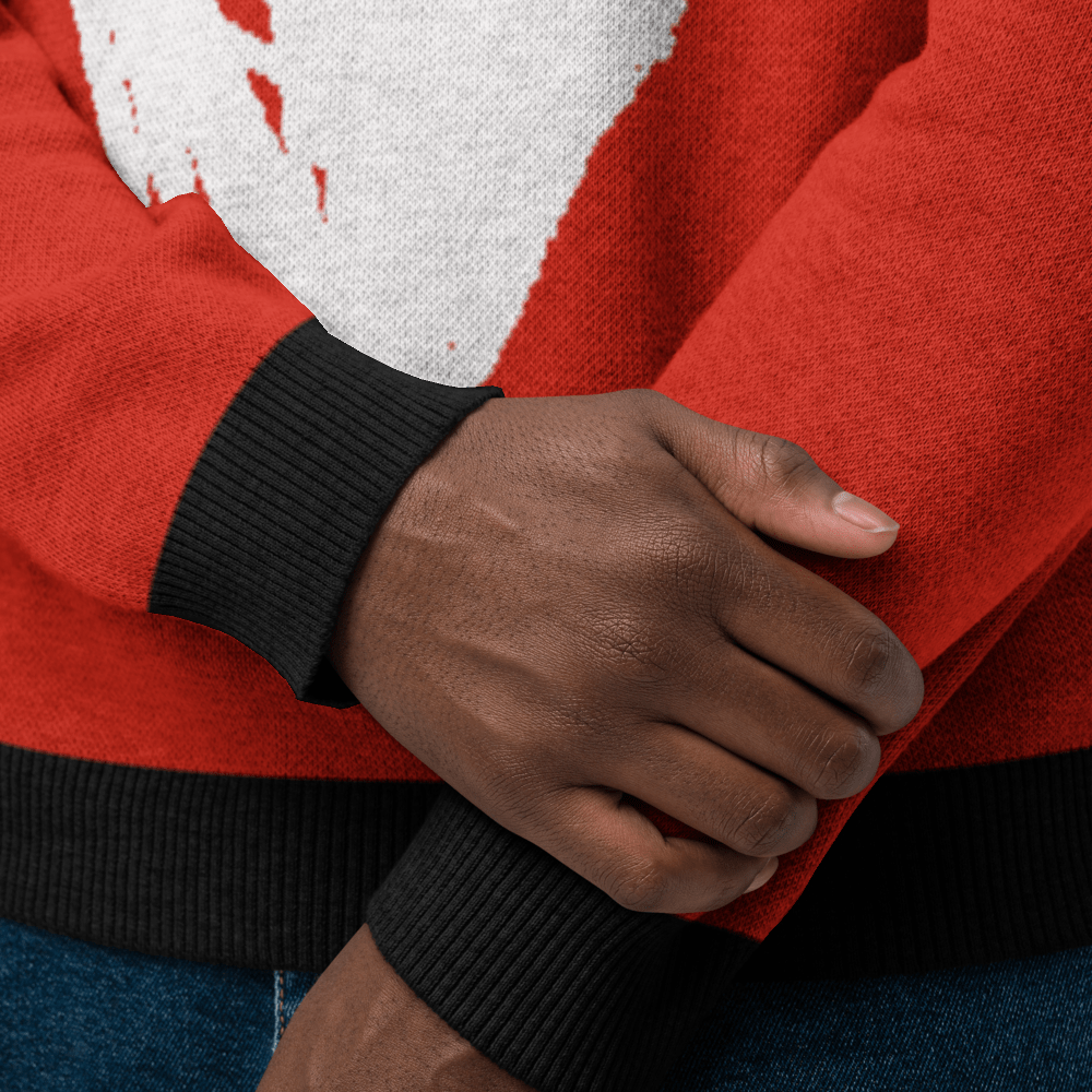 Big Heart - Knitted crew neck sweater (Red & White Edition) apparel