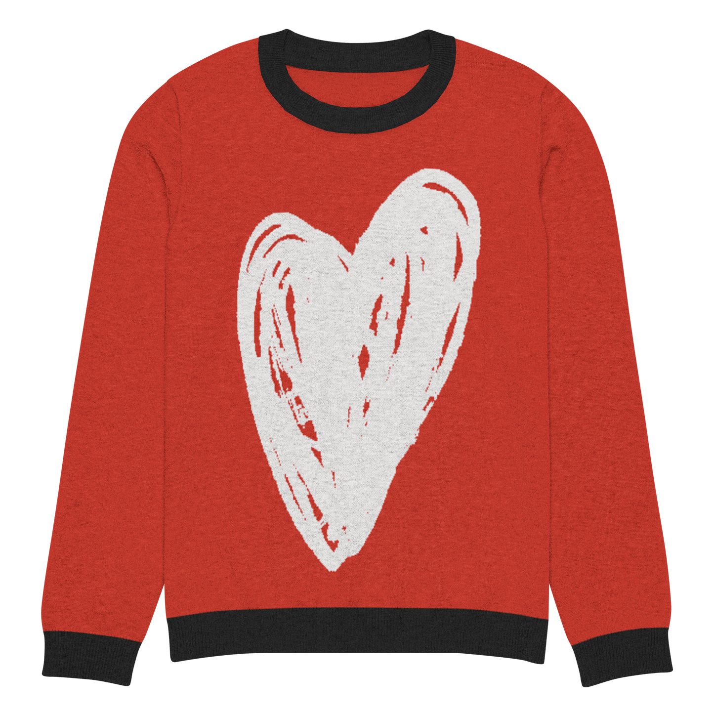 Big Heart - Knitted crew neck sweater (Red & White Edition) apparel 2XL