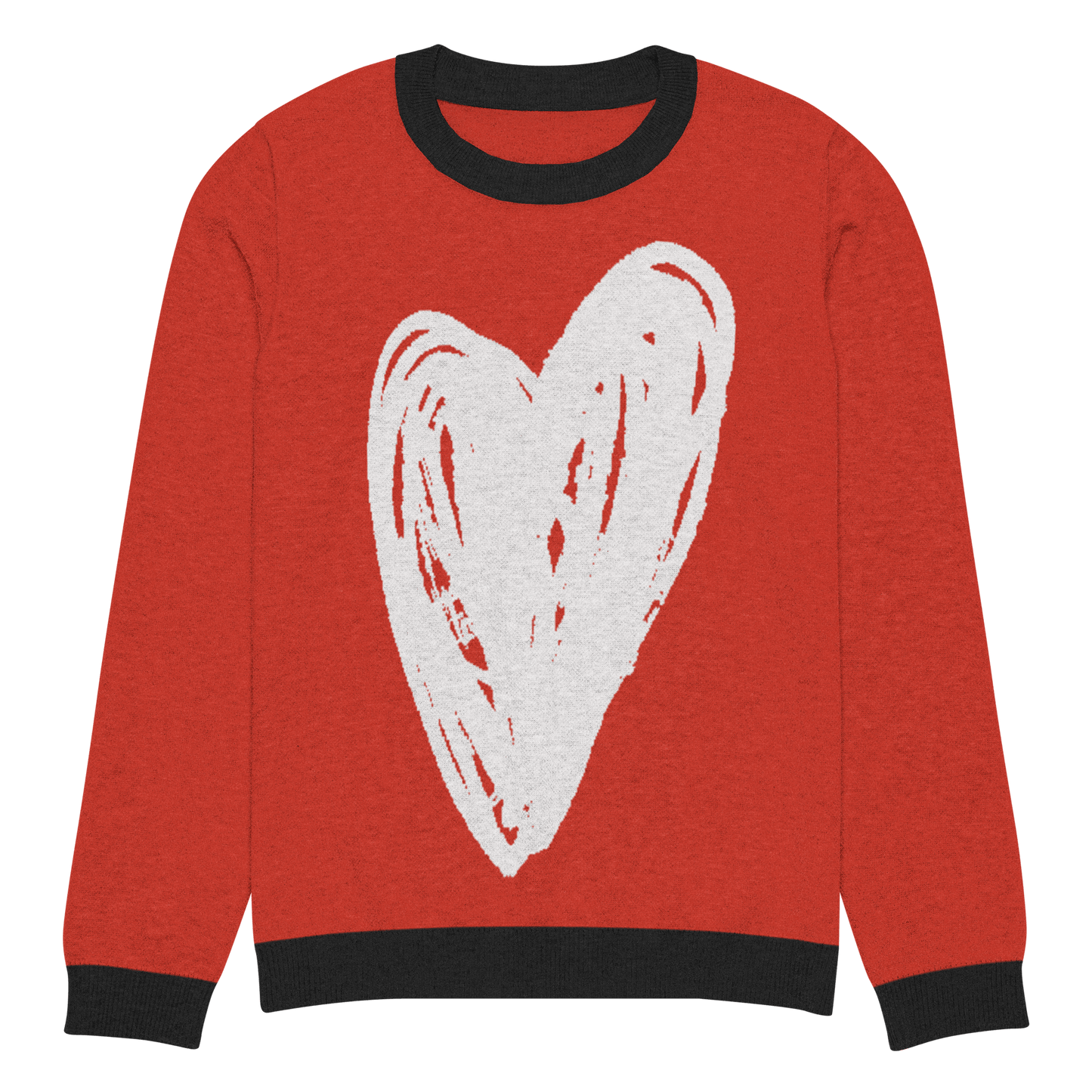 Big Heart - Knitted crew neck sweater (Red & White Edition) apparel 3XL
