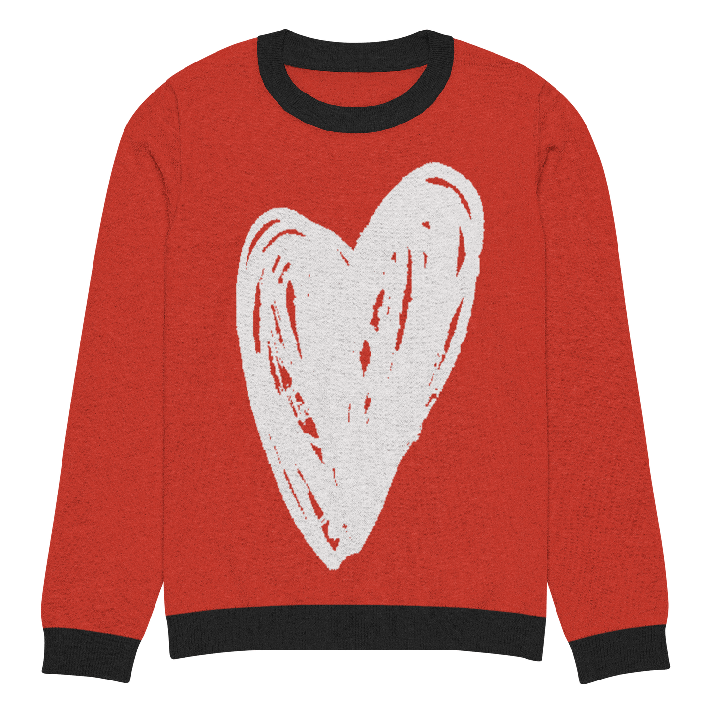 Big Heart - Knitted crew neck sweater (Red & White Edition) apparel L