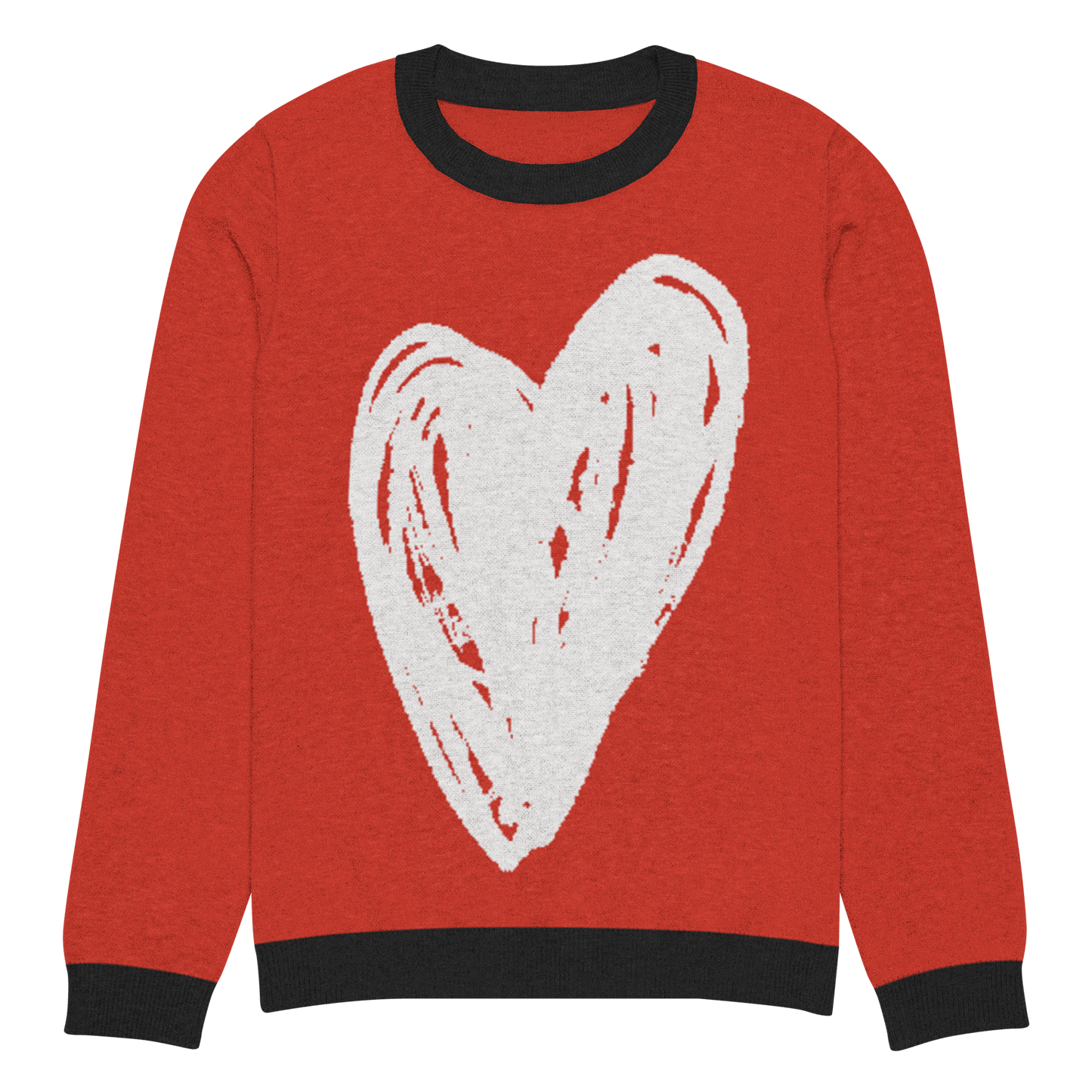 Big Heart - Knitted crew neck sweater (Red & White Edition) apparel S