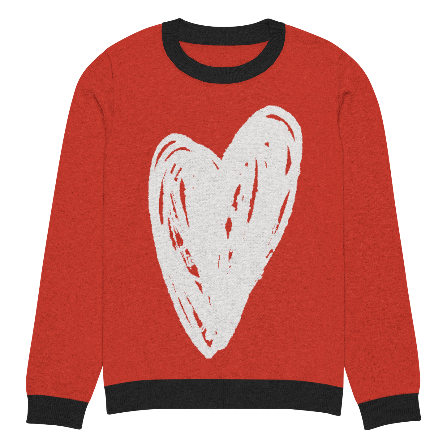 Big Heart - Knitted crew neck sweater (Red & White Edition) apparel XL