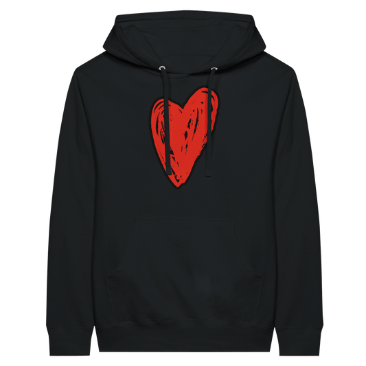 Big Red Heart - Premium Unisex Pullover Hoodie apparel Black / S