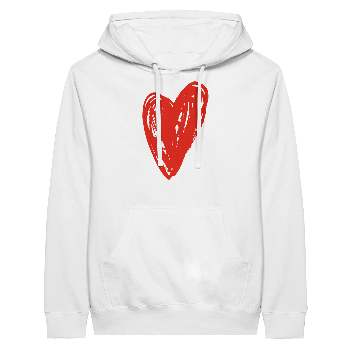 Big Red Heart - Premium Unisex Pullover Hoodie apparel White / S
