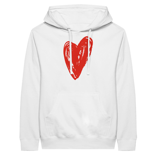 Big Red Heart - Premium Unisex Pullover Hoodie apparel White / S