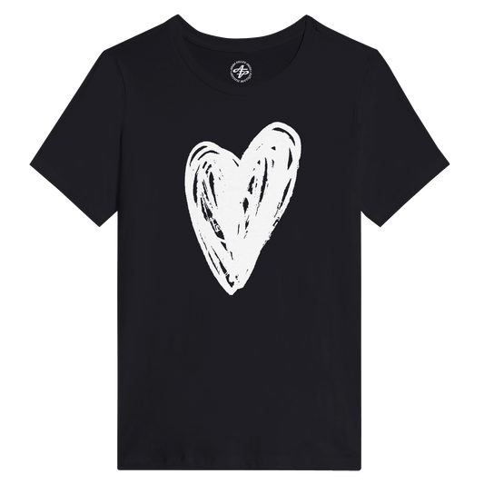 Big Red Heart - Women's Relaxed T-Shirt apparel Dark Gray / S