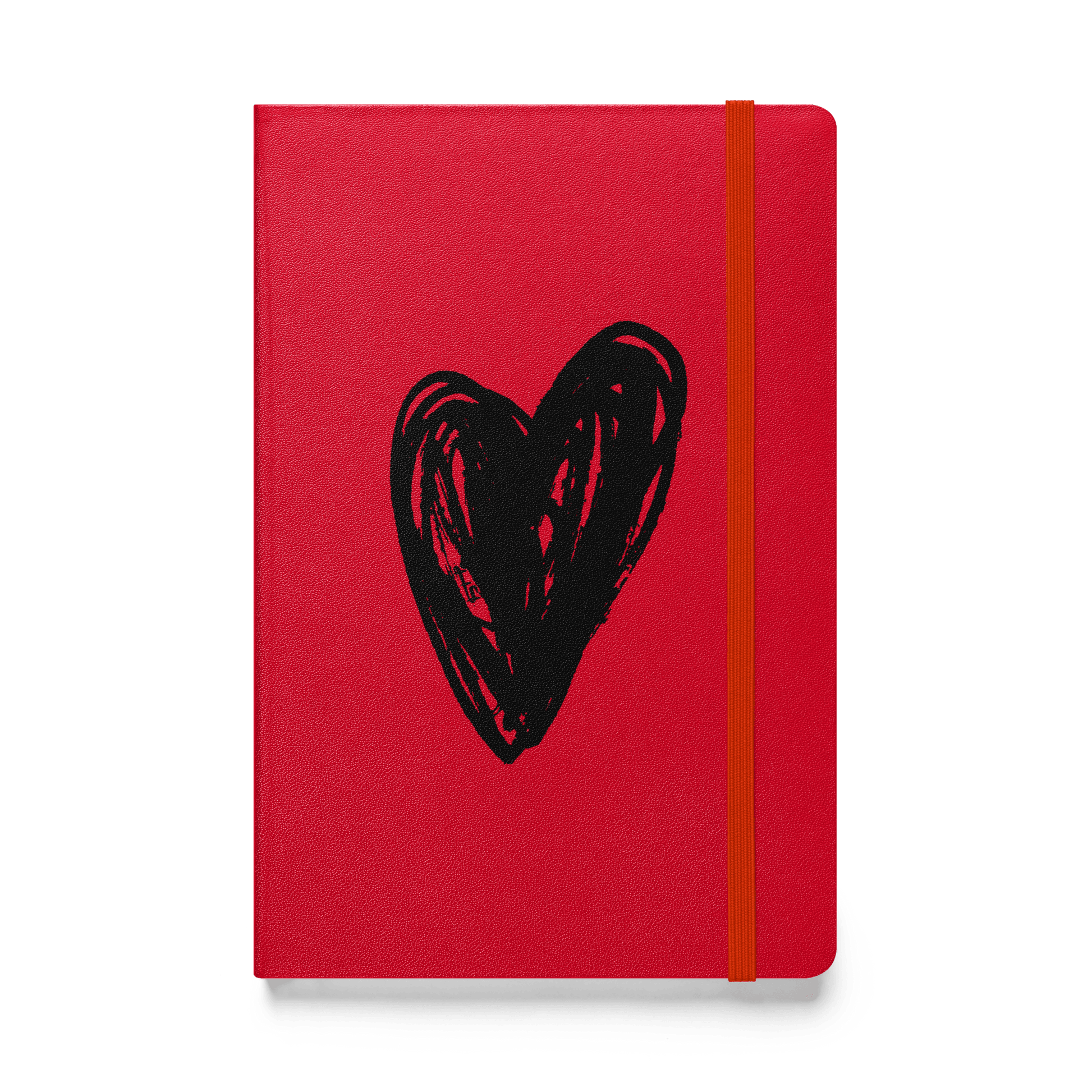 Black Heart - Hardcover bound notebook Print Material Red