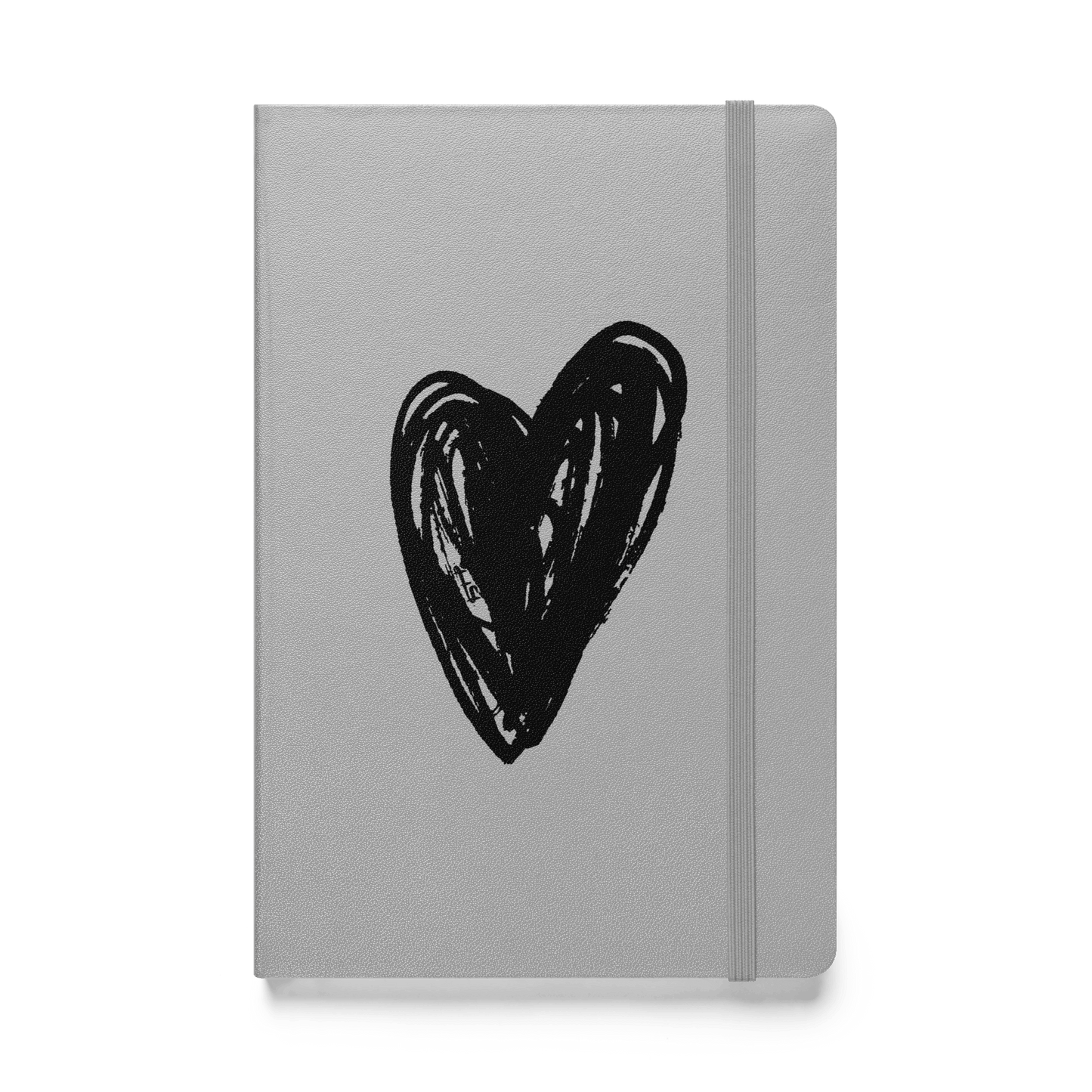 Black Heart - Hardcover bound notebook Print Material Silver