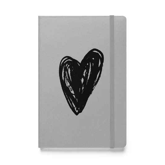 Black Heart - Hardcover bound notebook Print Material Silver