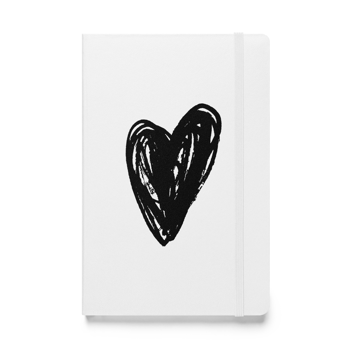 Black Heart - Hardcover bound notebook Print Material White