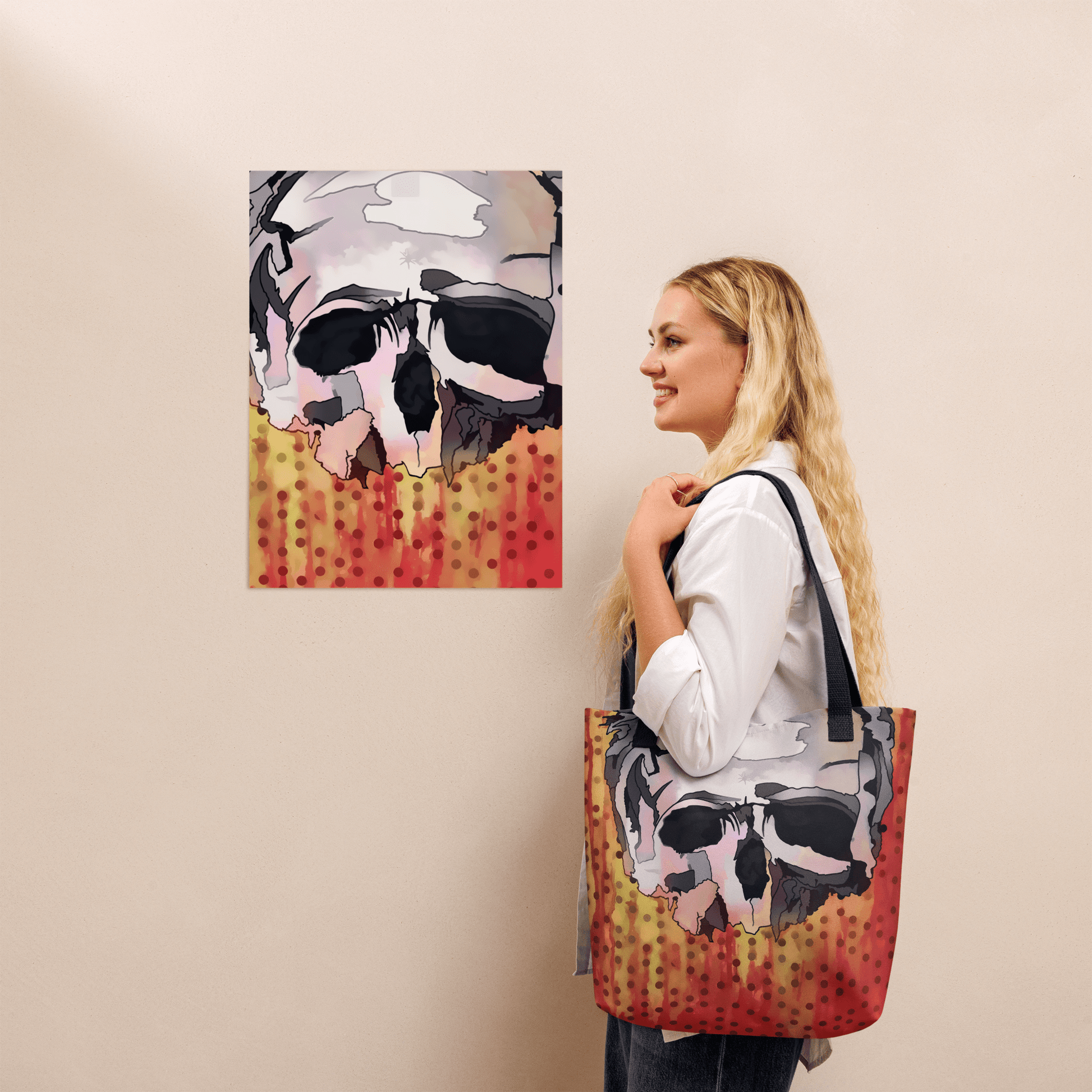 Fallen Skull – All Over Print Tote Bag Tote Bag