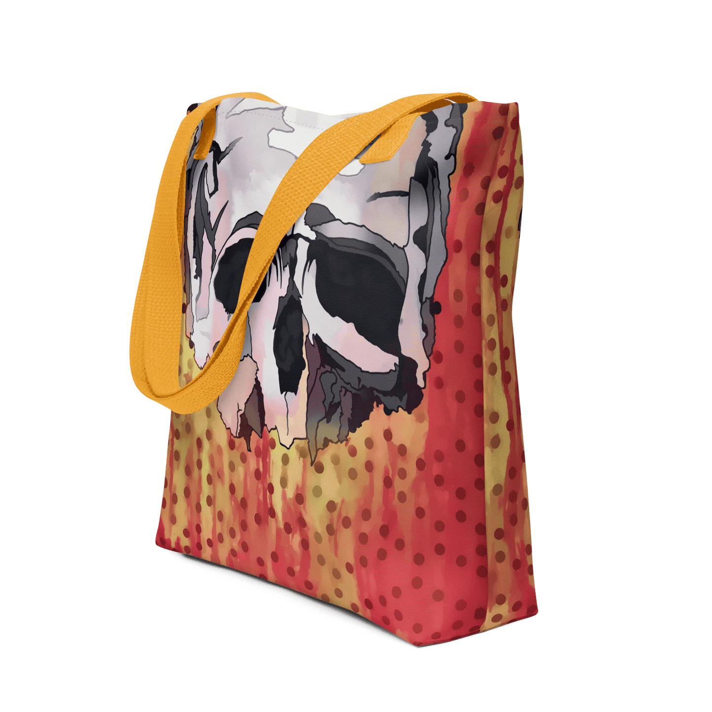 Fallen Skull – All Over Print Tote Bag Tote Bag Yellow