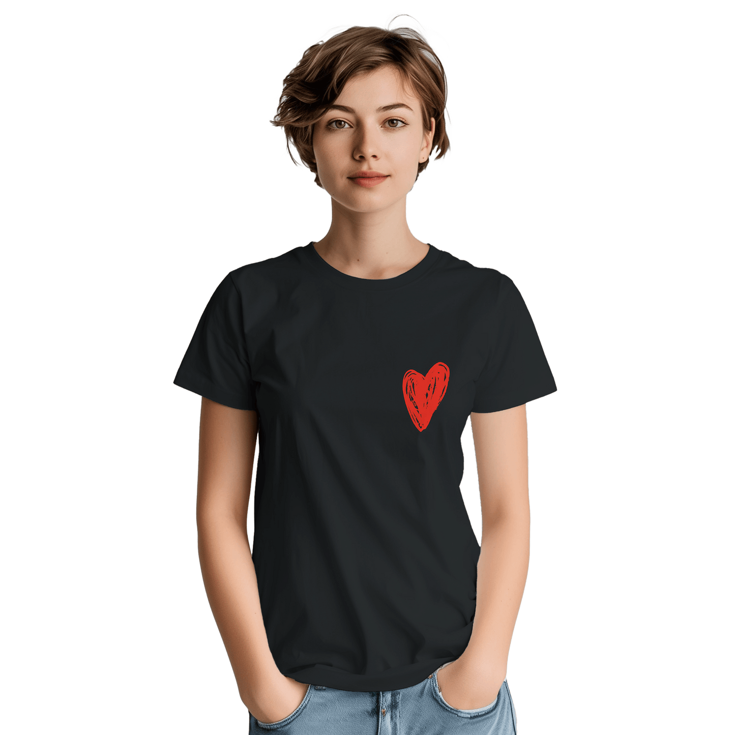 Little Heart - Heavyweight Unisex Crewneck T-shirt apparel Black / S