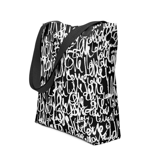 Love Letters All-Over Print Tote Tote Bag Black