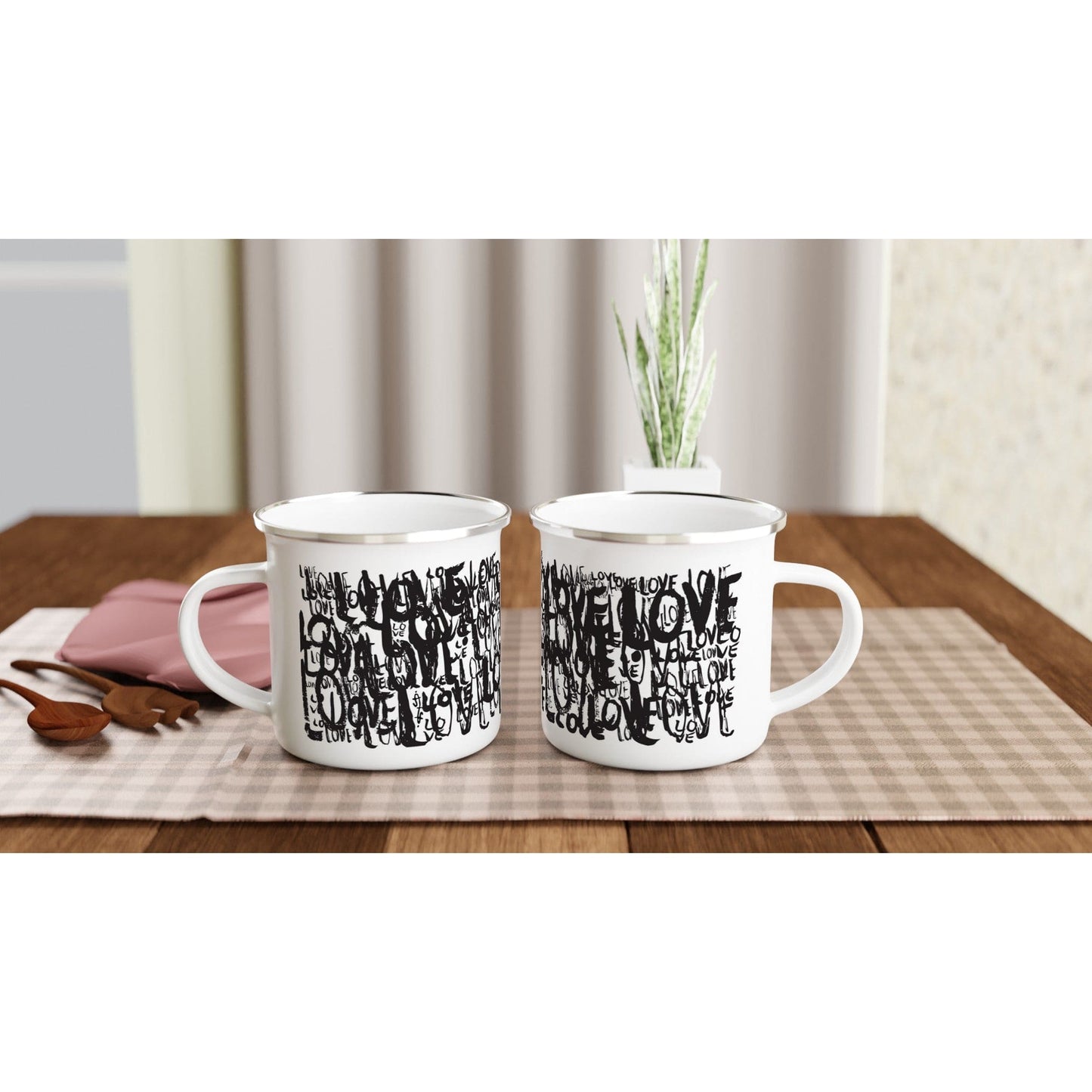 Love Typo - White 12oz Enamel Mug Mugs