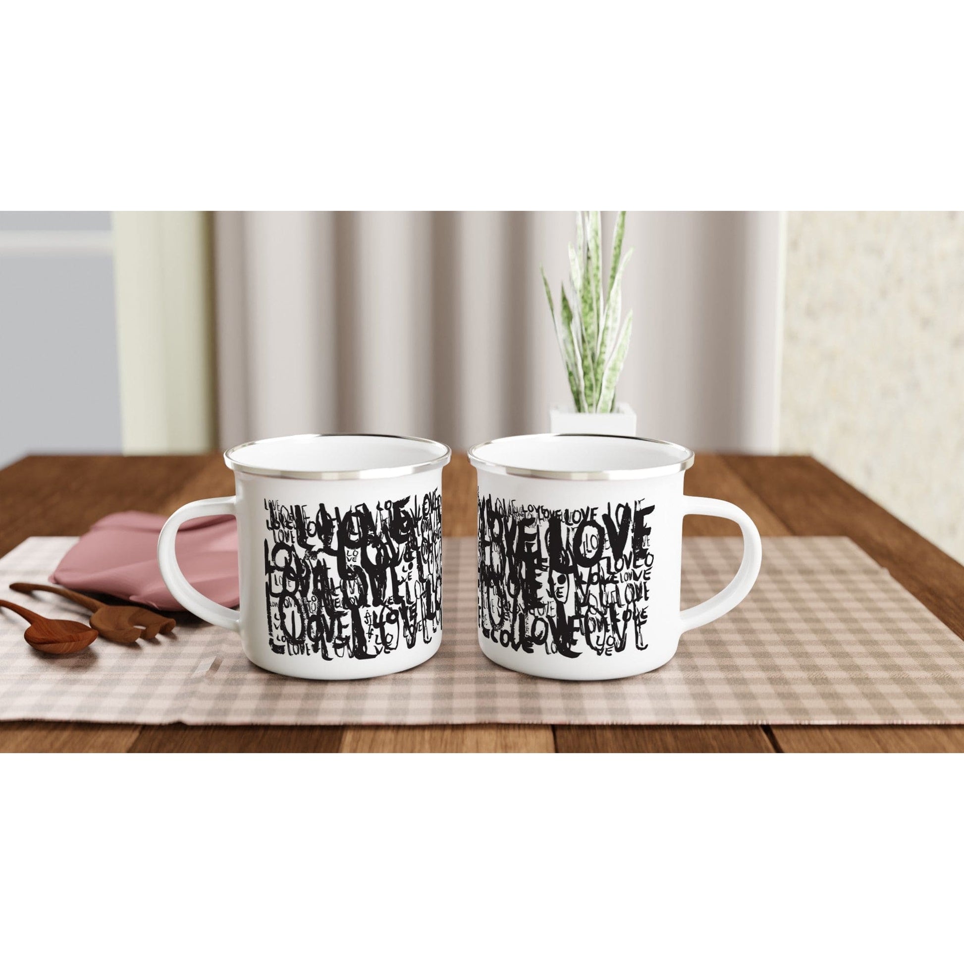 Love Typo - White 12oz Enamel Mug Mugs