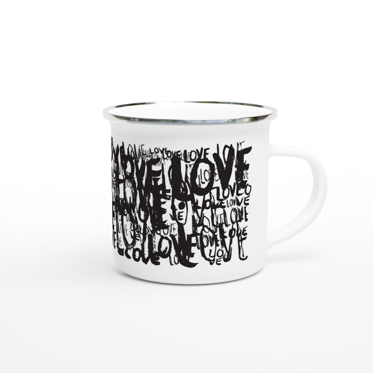 Love Typo - White 12oz Enamel Mug Mugs