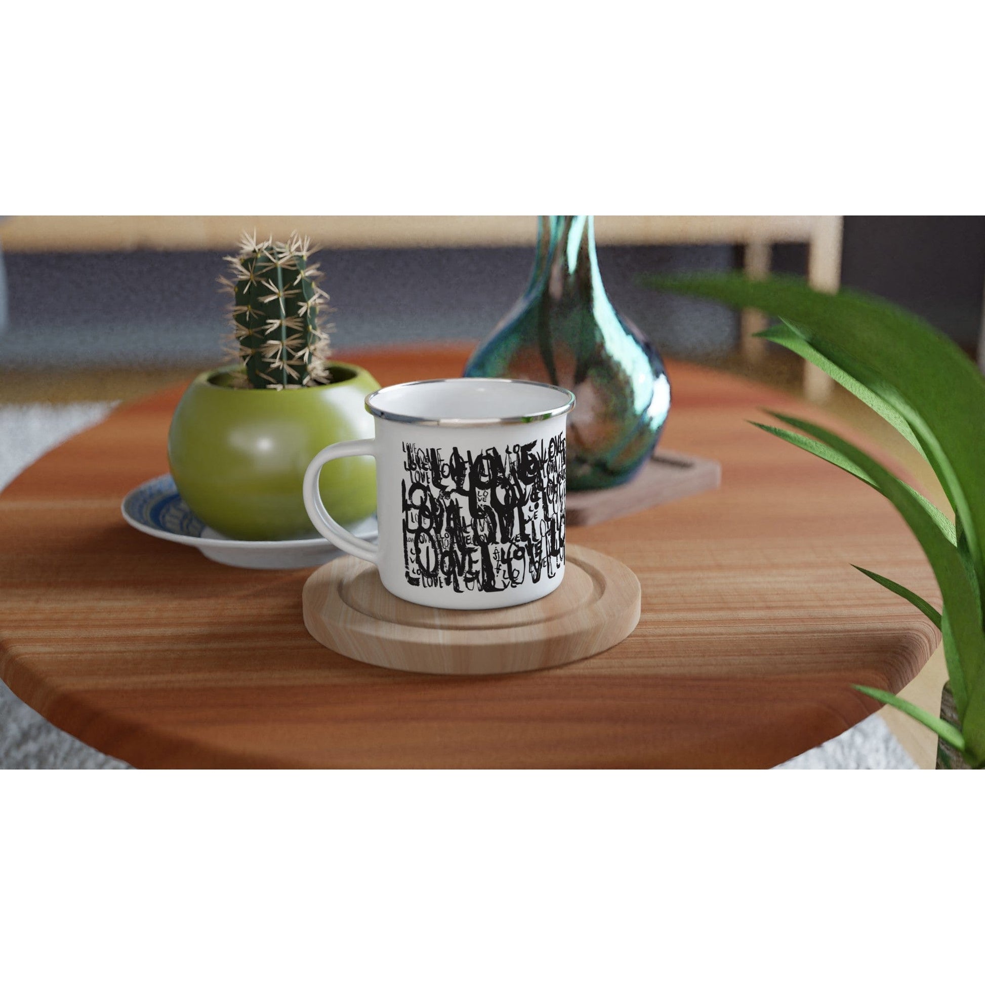 Love Typo - White 12oz Enamel Mug Mugs