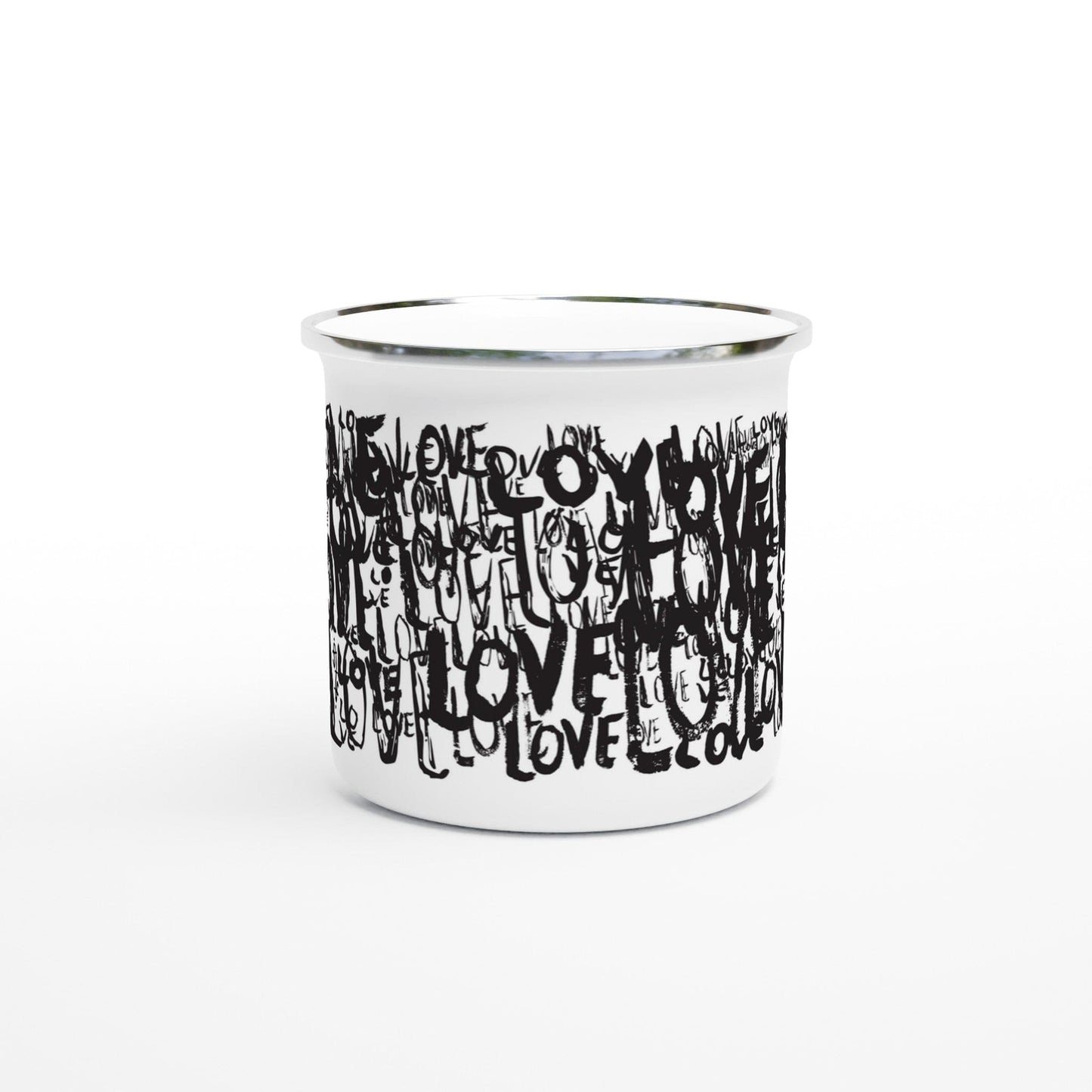 Love Typo - White 12oz Enamel Mug Mugs