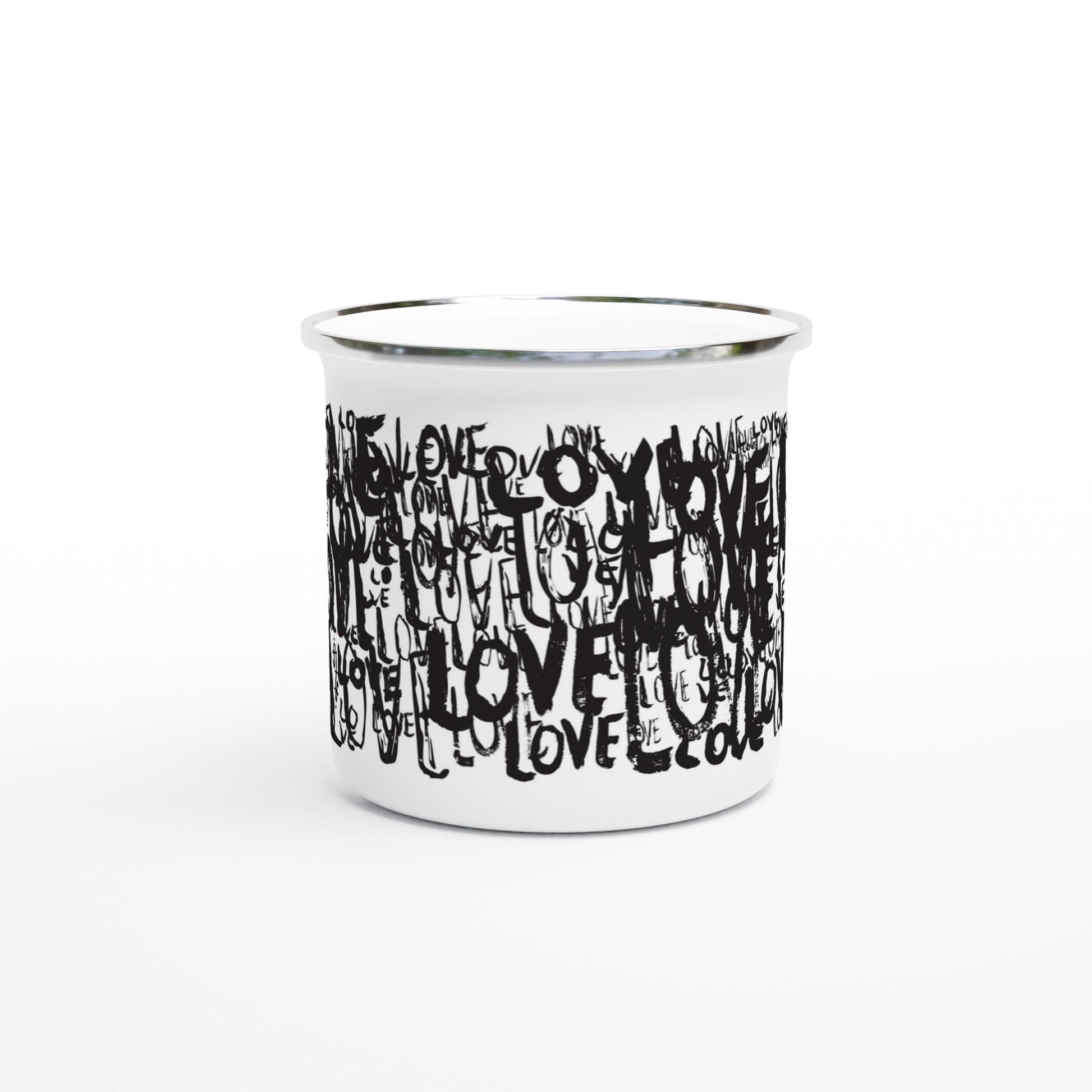 Love Typo - White 12oz Enamel Mug Mugs