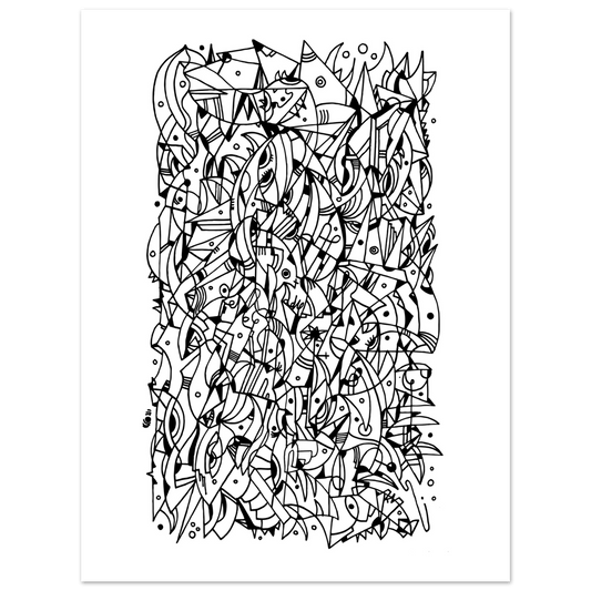 Mental Eclipse - Line Art illustration Print Art Prints 75x100 cm / 30x40″ / Premium Matte Paper Poster