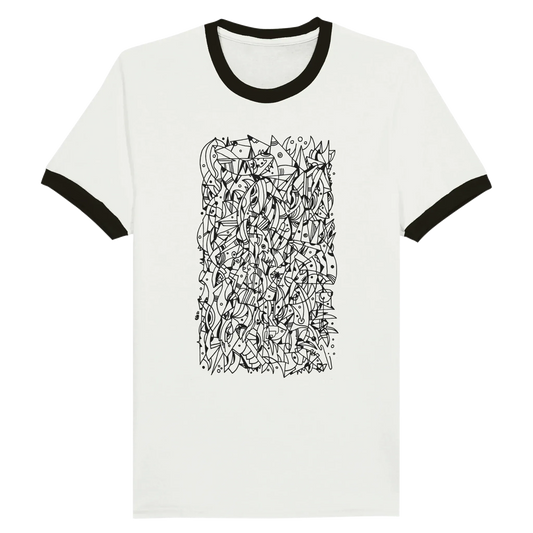 Mental Eclipse - Unisex Ringer T-shirt apparel White and Black / S