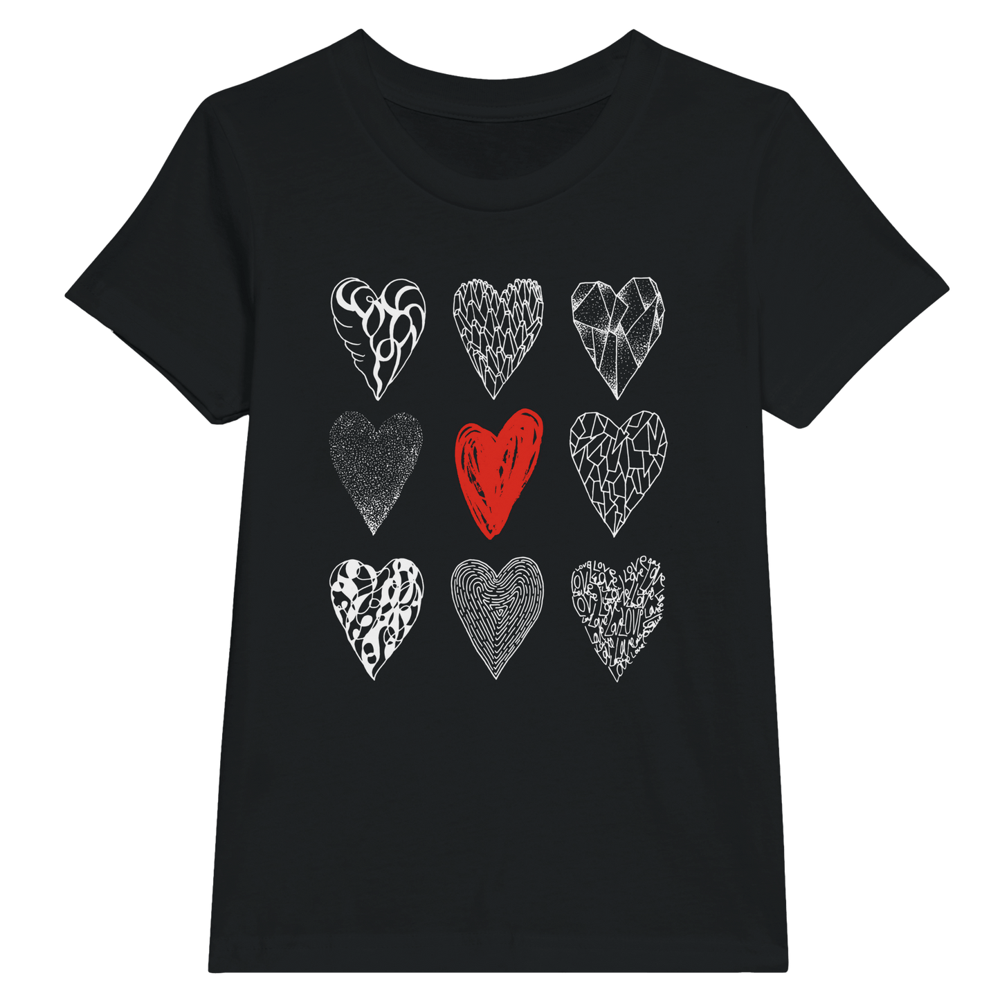 Nine of Hearts - Premium Kids Crewneck T-shirt apparel Black / XS