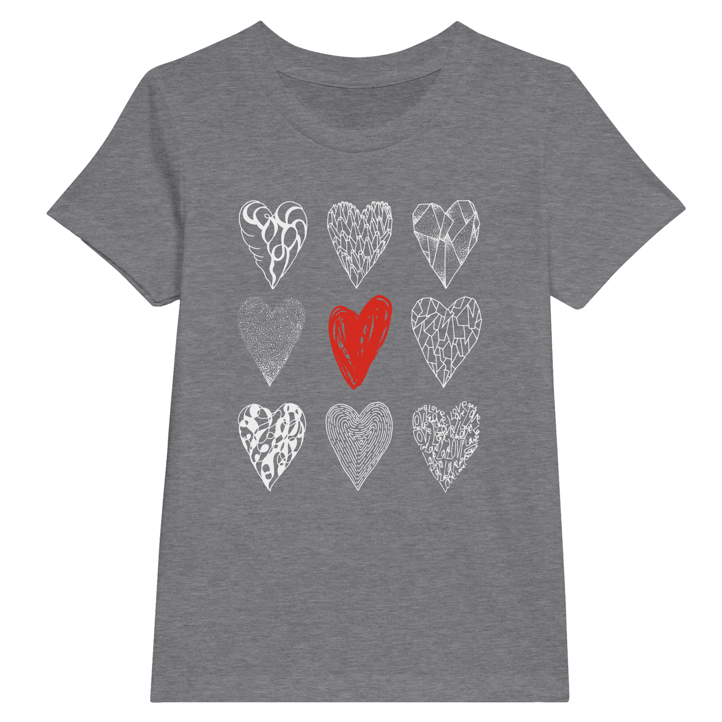 Nine of Hearts - Premium Kids Crewneck T-shirt apparel Heather Gray / XS