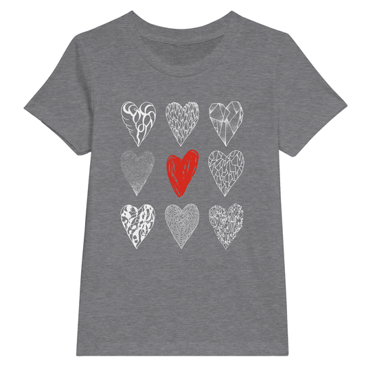 Nine of Hearts - Premium Kids Crewneck T-shirt apparel Heather Gray / XS
