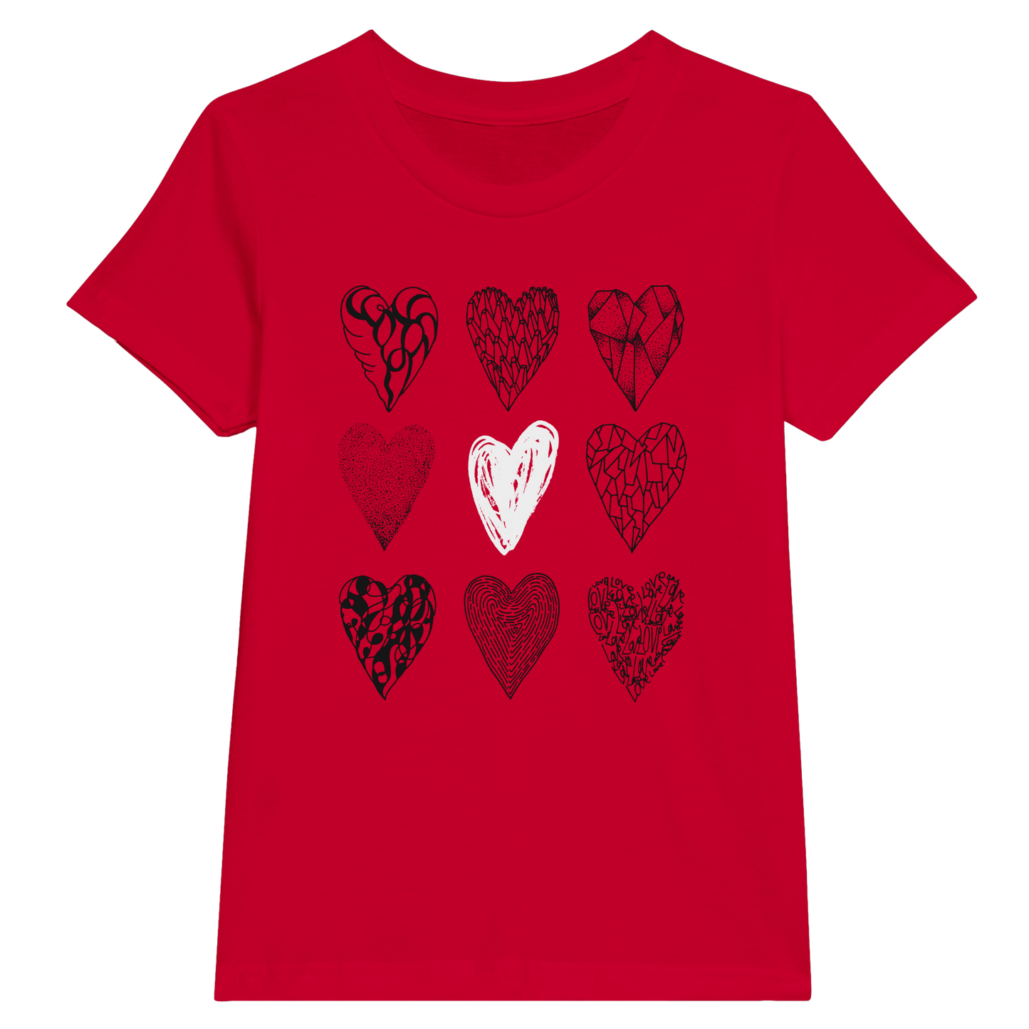Nine of Hearts - Premium Kids Crewneck T-shirt apparel Red / S