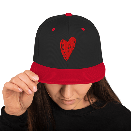 Red Heart - Snapback Hat apparel Black/ Red