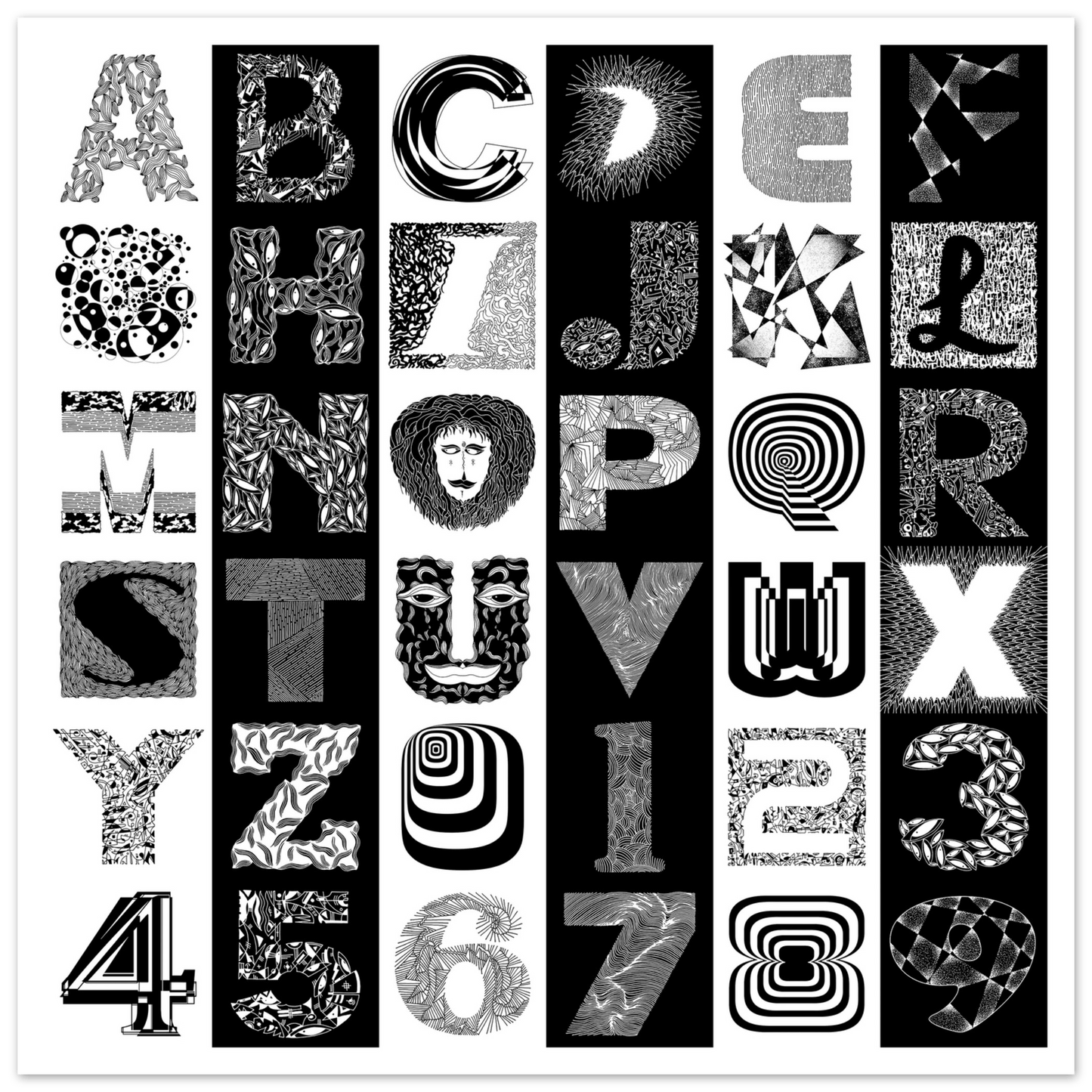 The Alphabet - Typography Lovers Wall Art Art Prints 50x50 cm / 20x20″ / Premium Matte Paper Poster