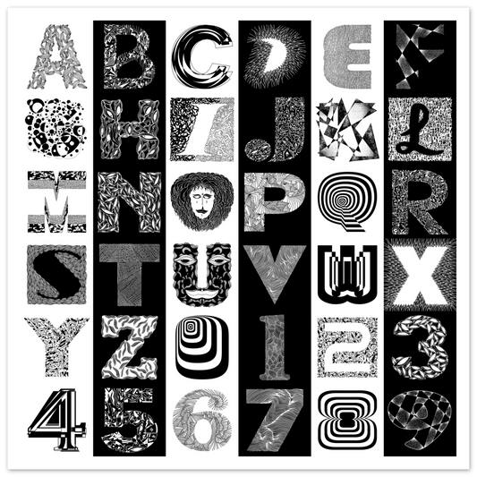 The Alphabet - Typography Lovers Wall Art Art Prints 70x70 cm / 28x28″ / Fine Art Poster